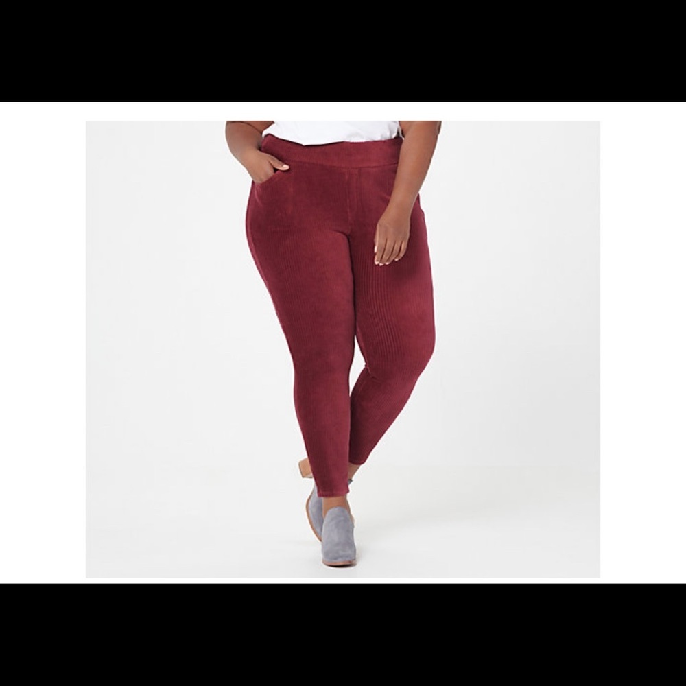 Wine nwot knit cord legging denim & co